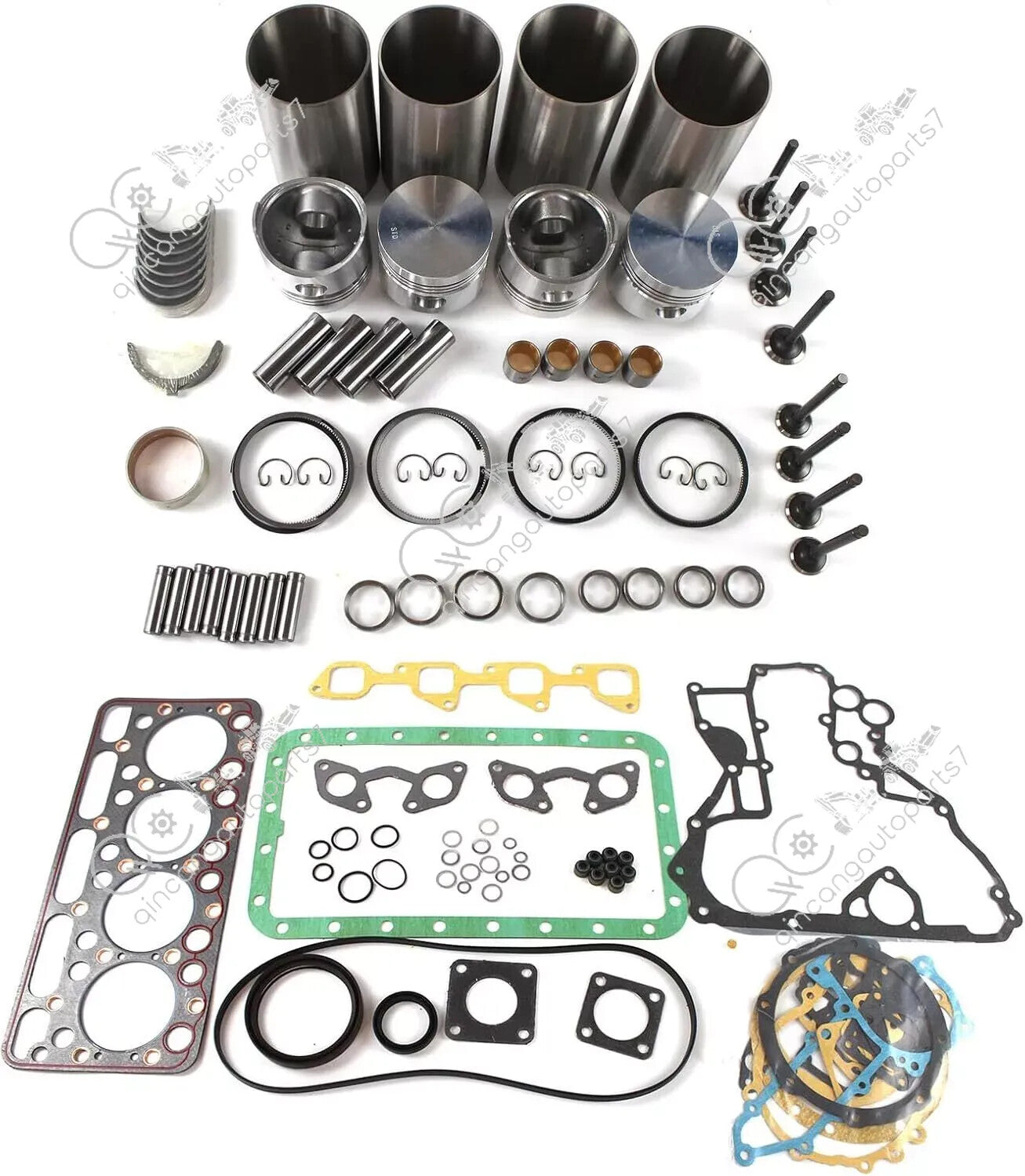 V1702 Engine Overhaul Rebuild Kit with Valve Kit for Kubota V1702 V1702B V1702T