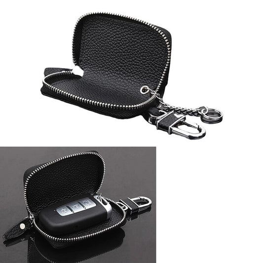 1Pc Car Key Holder Cover Key Chain Bag Leather Remote Fob Zipper Case