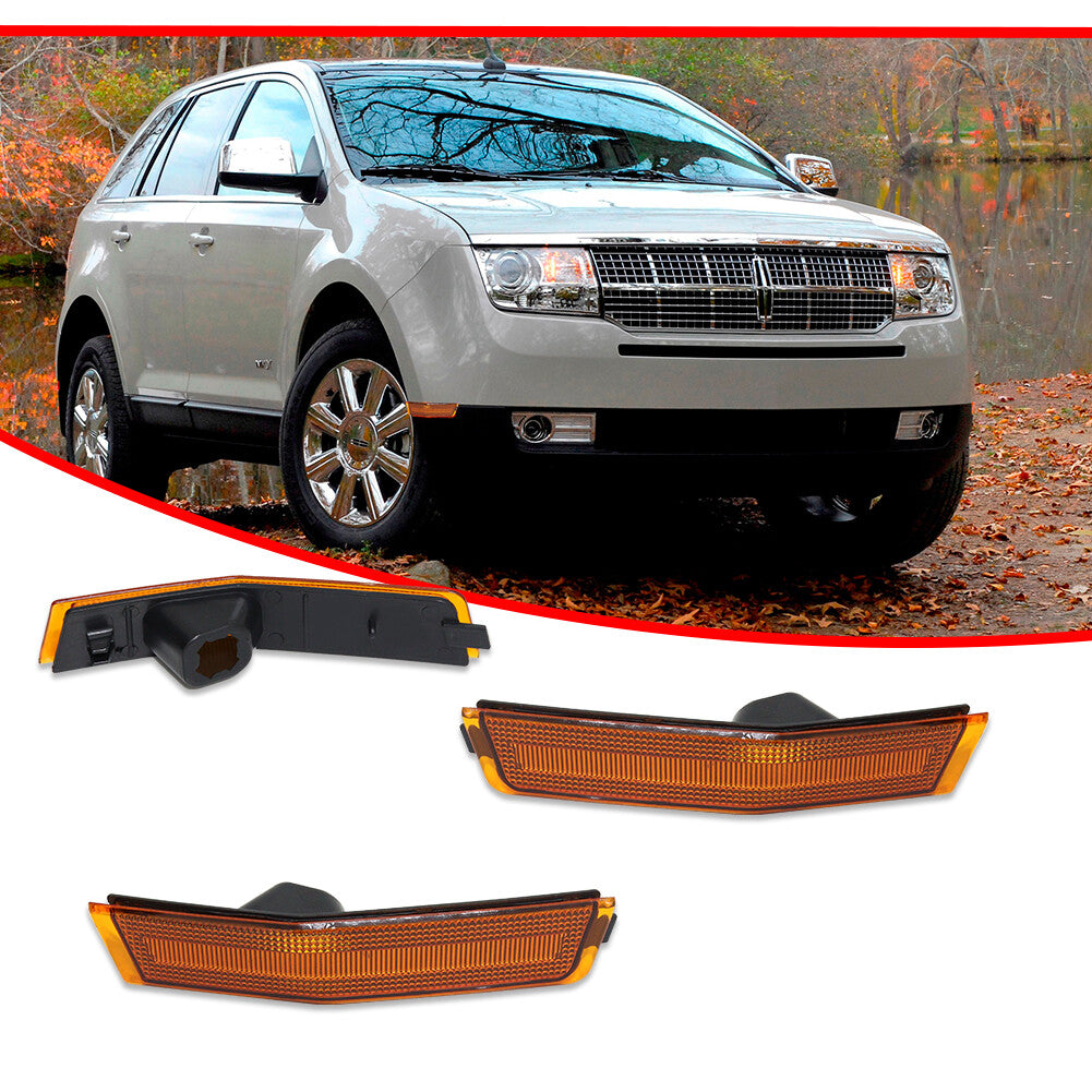 For 2007 - 2010 for Lincoln MKX Front Bumper Side Marker Light Reflector Amber Lens - v