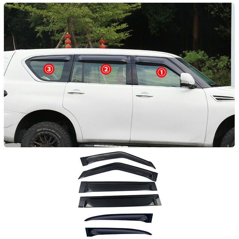 Smoky Window Vent Shade Sun Rain Guards Door Visor for Nissan Armada Y62 2017-23