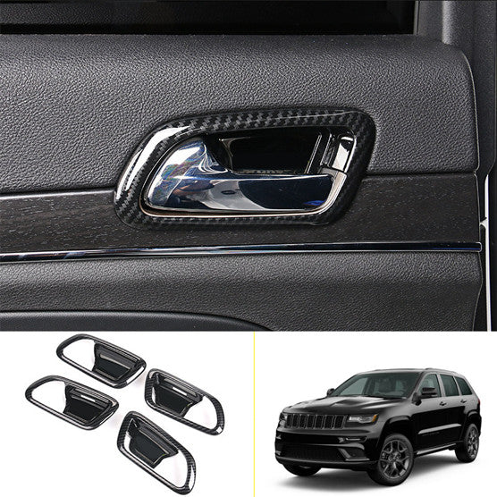 for Jeep Grand Cherokee 11-2020 Carbon Fiber Inner Door Handle Bowl Cover Trim v