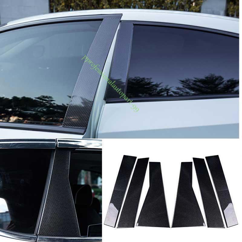 for Honda CR-V CRV 2023-24 Carbon Fiber Pillar Post Door Window Molding Strip 6P