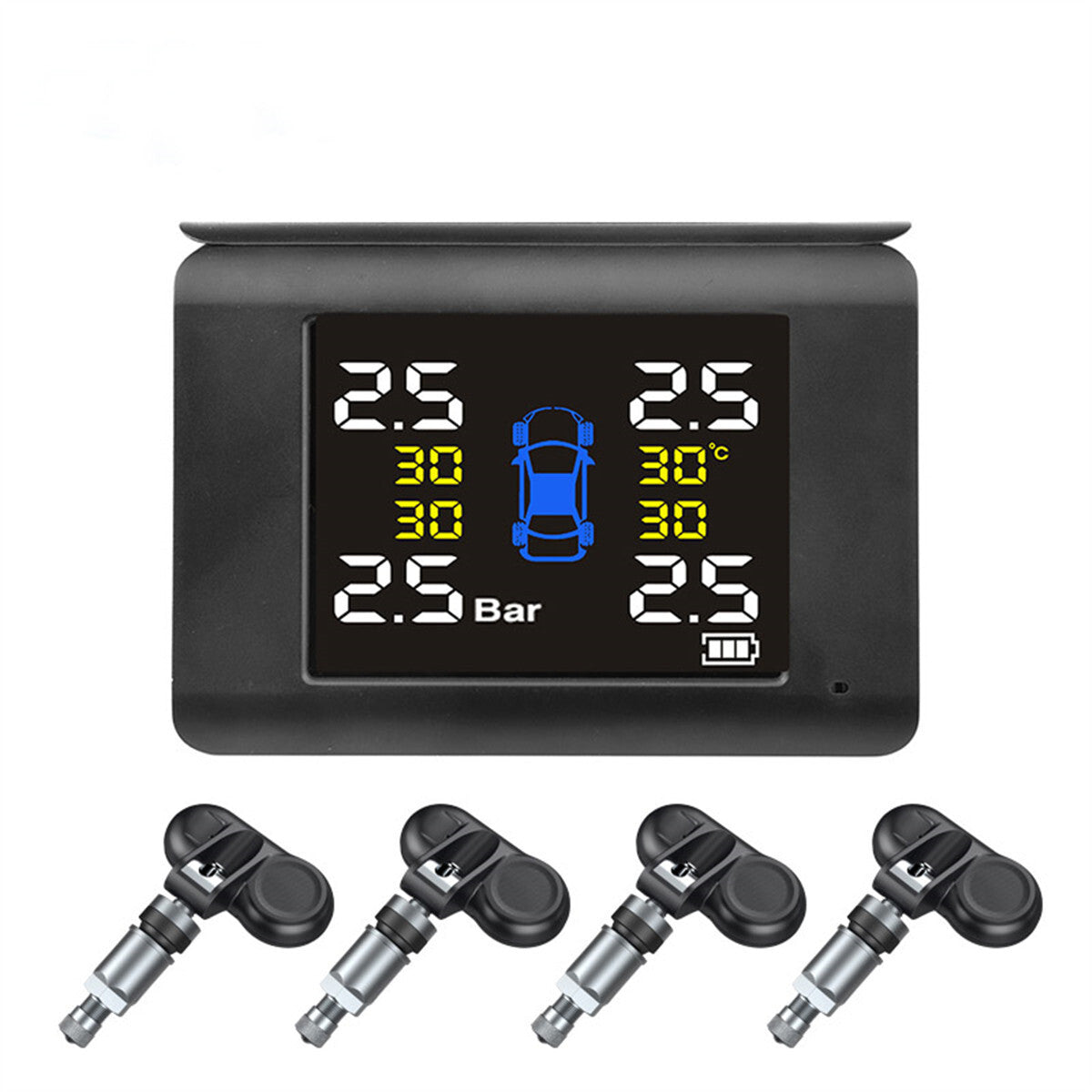 Car TPMS Tire Tyre Pressure Monitor System Alarm W/4 Internal Sensor LCD Display Q