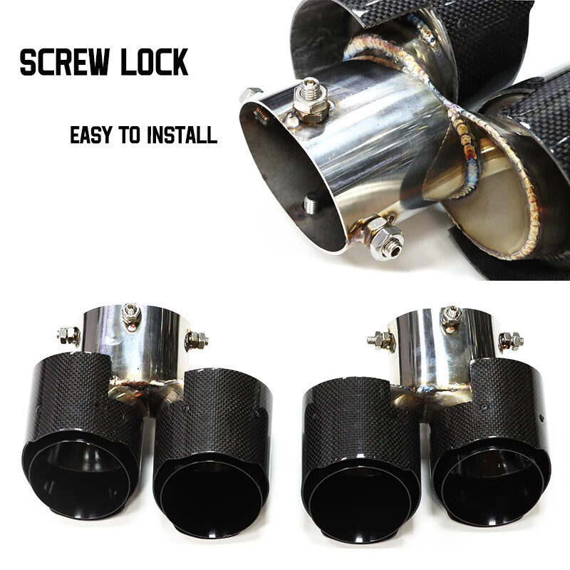 1 Pair Carbon Fiber Stainless Steel Muffler Exhaust for BMW 840i Tips Q