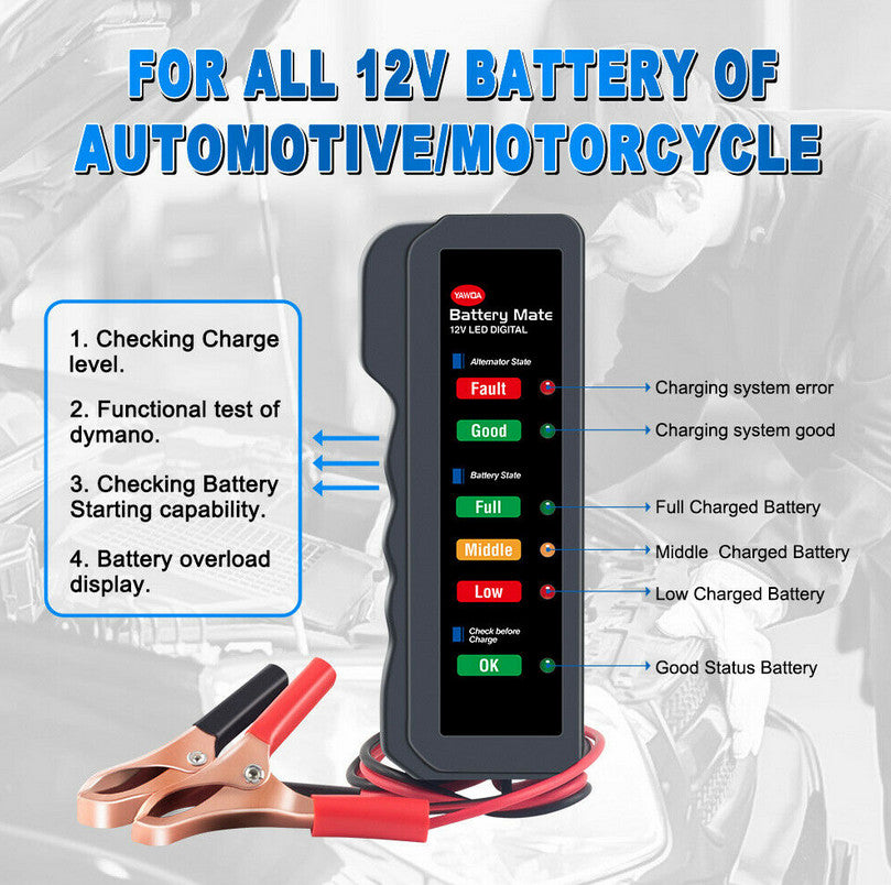 Automotive Car Battery Tester Diagnostic Tool Generator Analyzer 12V for Audi - v