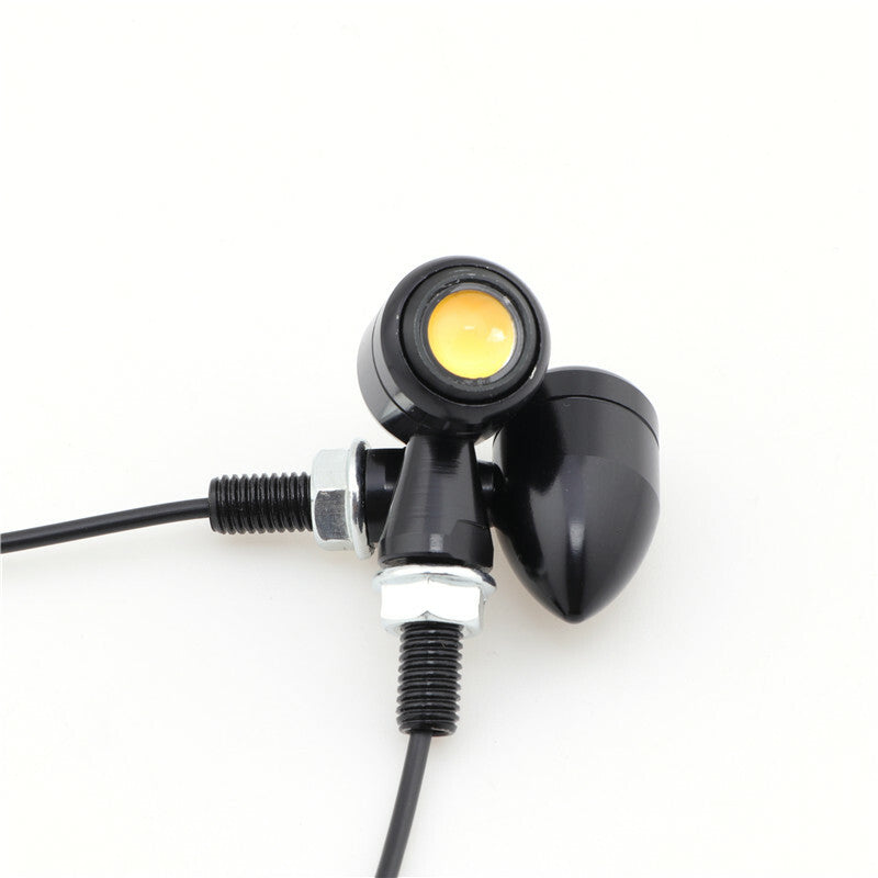 Motorcycle LED Black Bullet for Mini Turn Signal Light Blinker For Bobber Cafe Racer Q