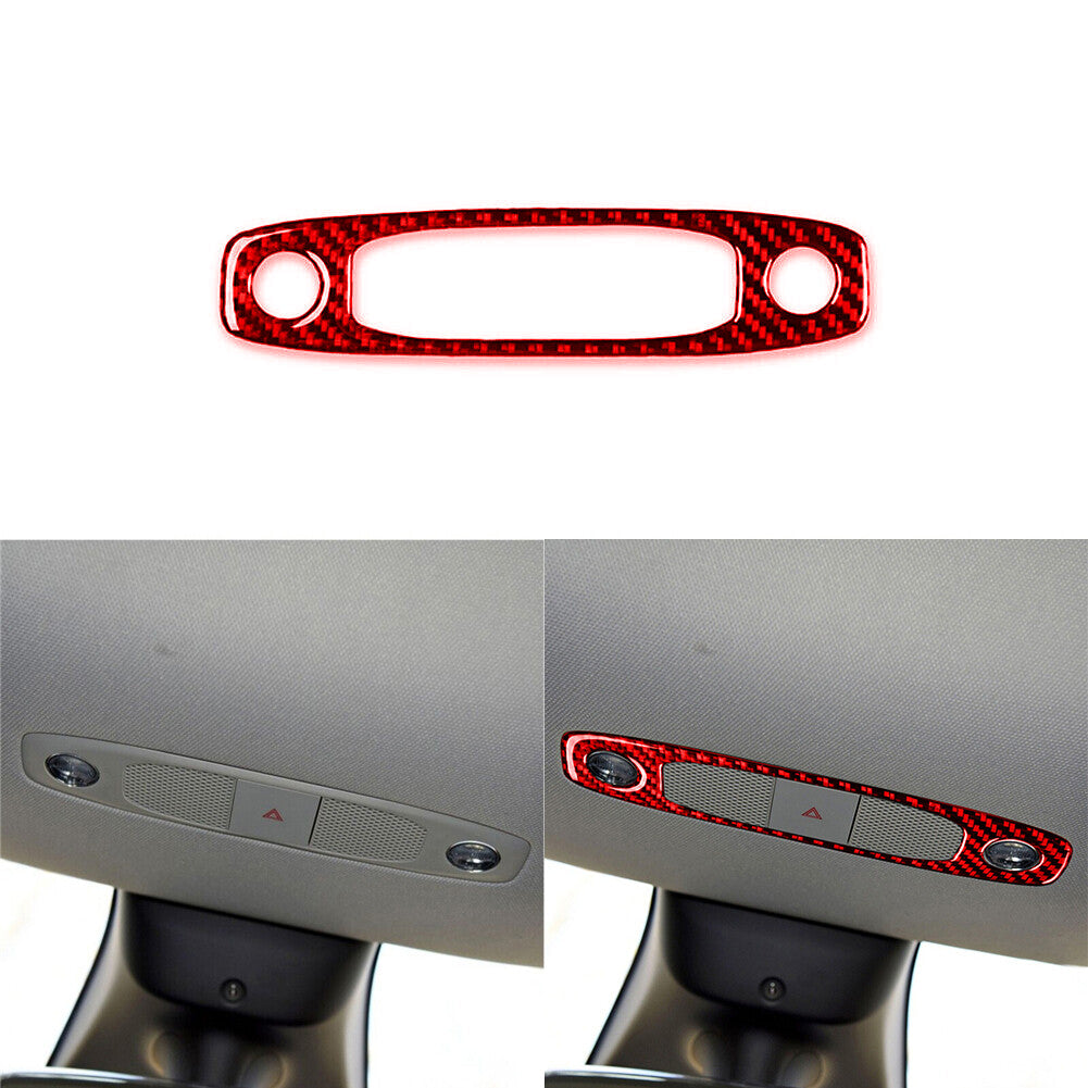 Red Carbon Fiber Dashboard Headlight Switch Cover Trim for Tesla Model 3/Y 17-22