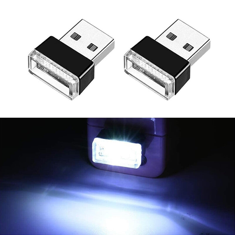 2Pcs USB LED Car Interior Light Neon Atmosphere Ambient Lamp Bulb Accessories