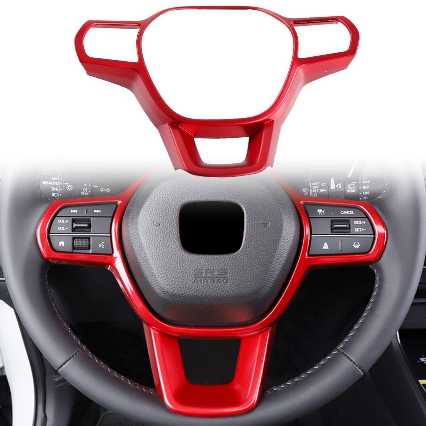 for Honda CR-V CRV 2023 2024 Red ABS Car Steering Wheel Button Frame Cover Trim