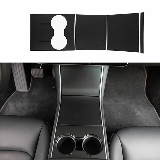 gloss black Center Console Water Cup Panel trim 4pc for Tesla Model 3 2017-2023