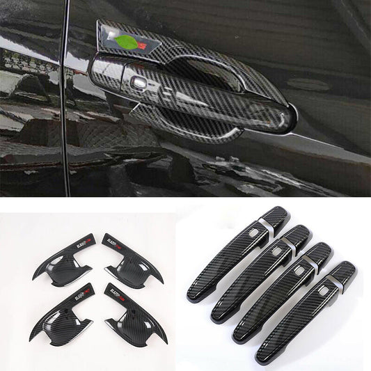 for Chevy Blazer 2019-2022 Carbon Fiber Door Handle Cover+Bowl Cup Combo Trim