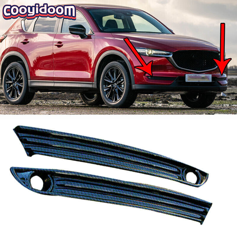 Carbon fiber exterior front fog light trim for Mazda CX-5 2017-2021