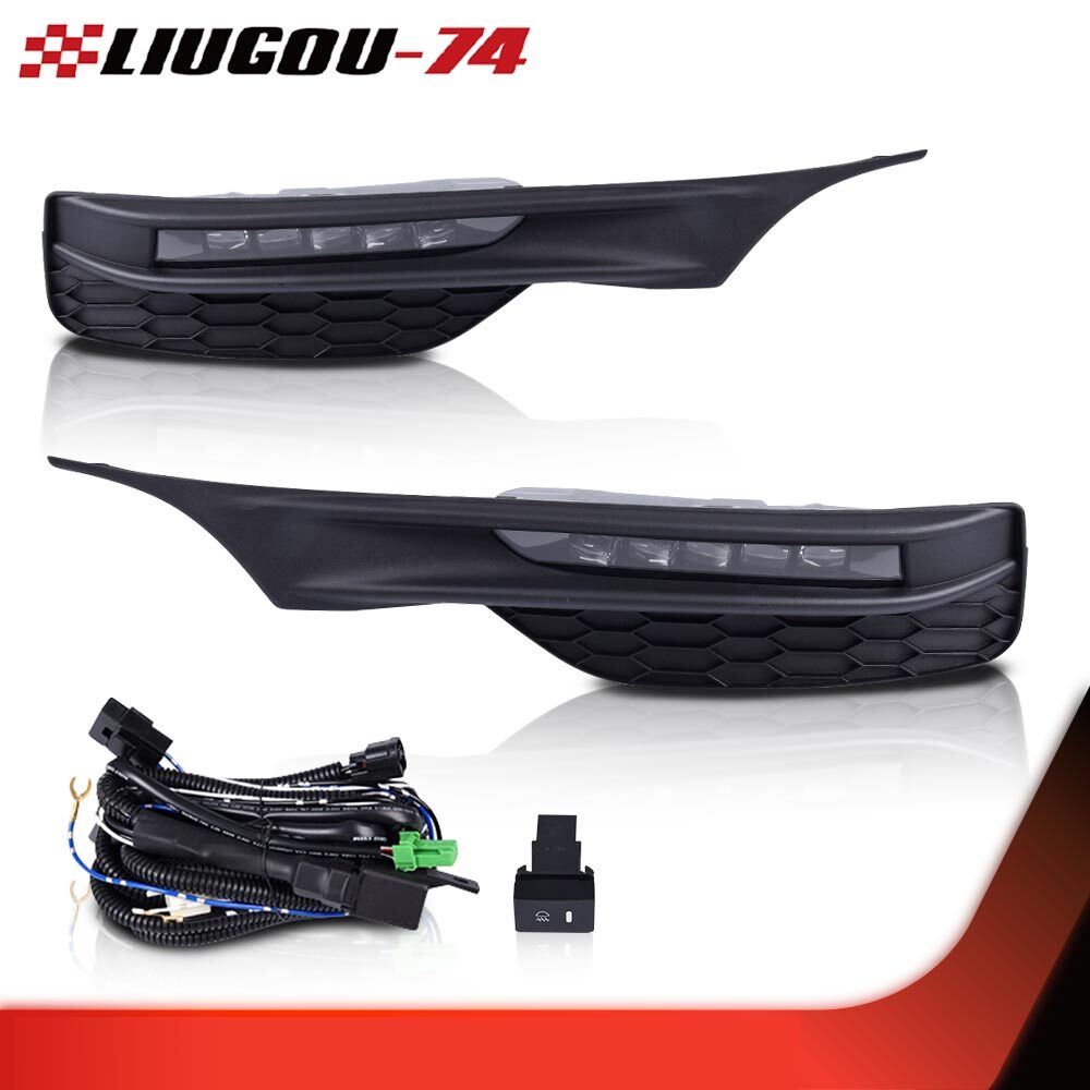 Suitable for for Honda Accord sedan 16 - 17 LED fog light front bumper light + wire + switch - v