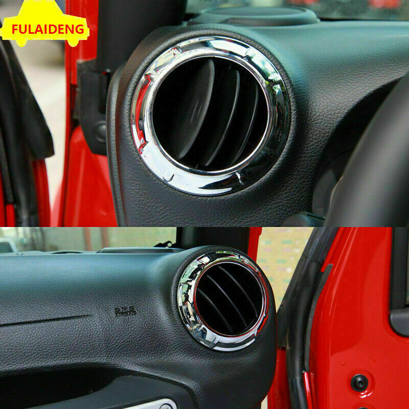 4P for Jeep for Wrangler JK 2007-2017 Chrome Inner Console AC Outlet Vent Ring Trim