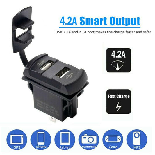 Car Blue Voltmeter Voltage Meter Volt Gauge Dual USB Ports Power Charger Socket