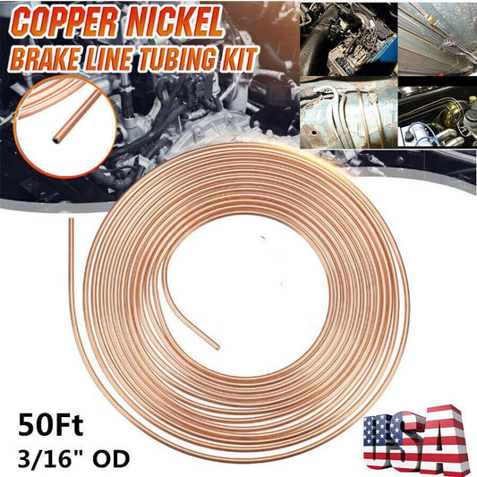 1x Steel Zinc Copper Nickel Brake Line Tubing Kit 3/16 in.O.D 50 Foot Coil Roll Q