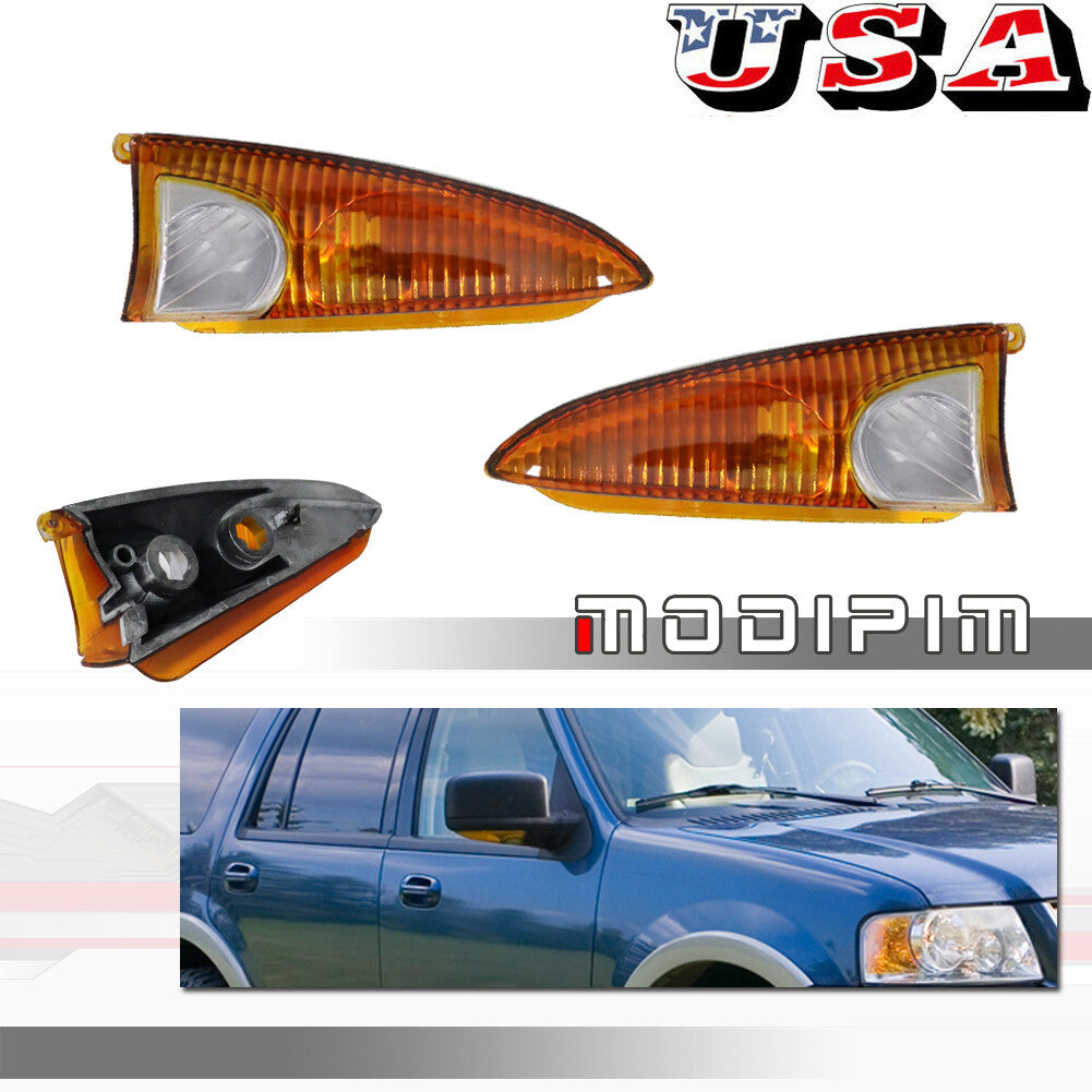Pieces Amber Side View Mirror Light Covers for 03-06 for Expedition for Navigator Front - v