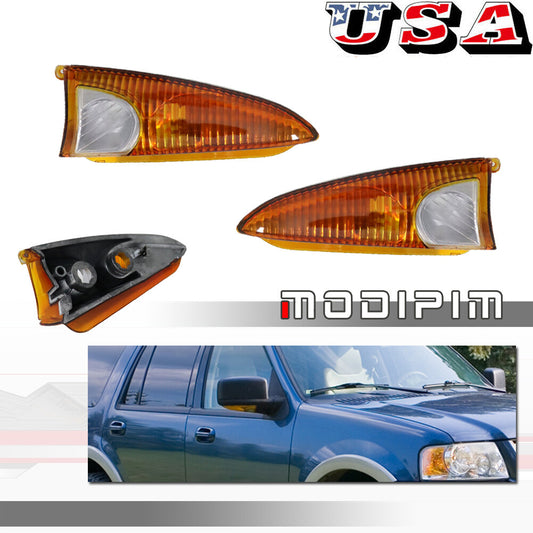 Pieces Amber Side View Mirror Light Covers for 03-06 for Expedition for Navigator Front - v
