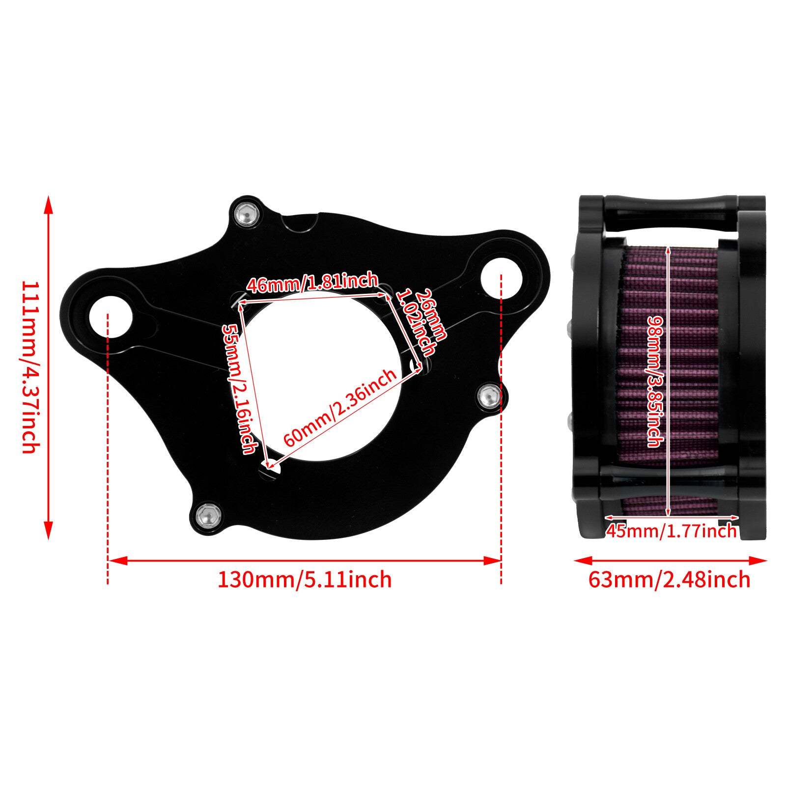 Clarity Air Cleaner Filter Red Intake for Harley Sportster 883 1200 48 72 04-22 Q