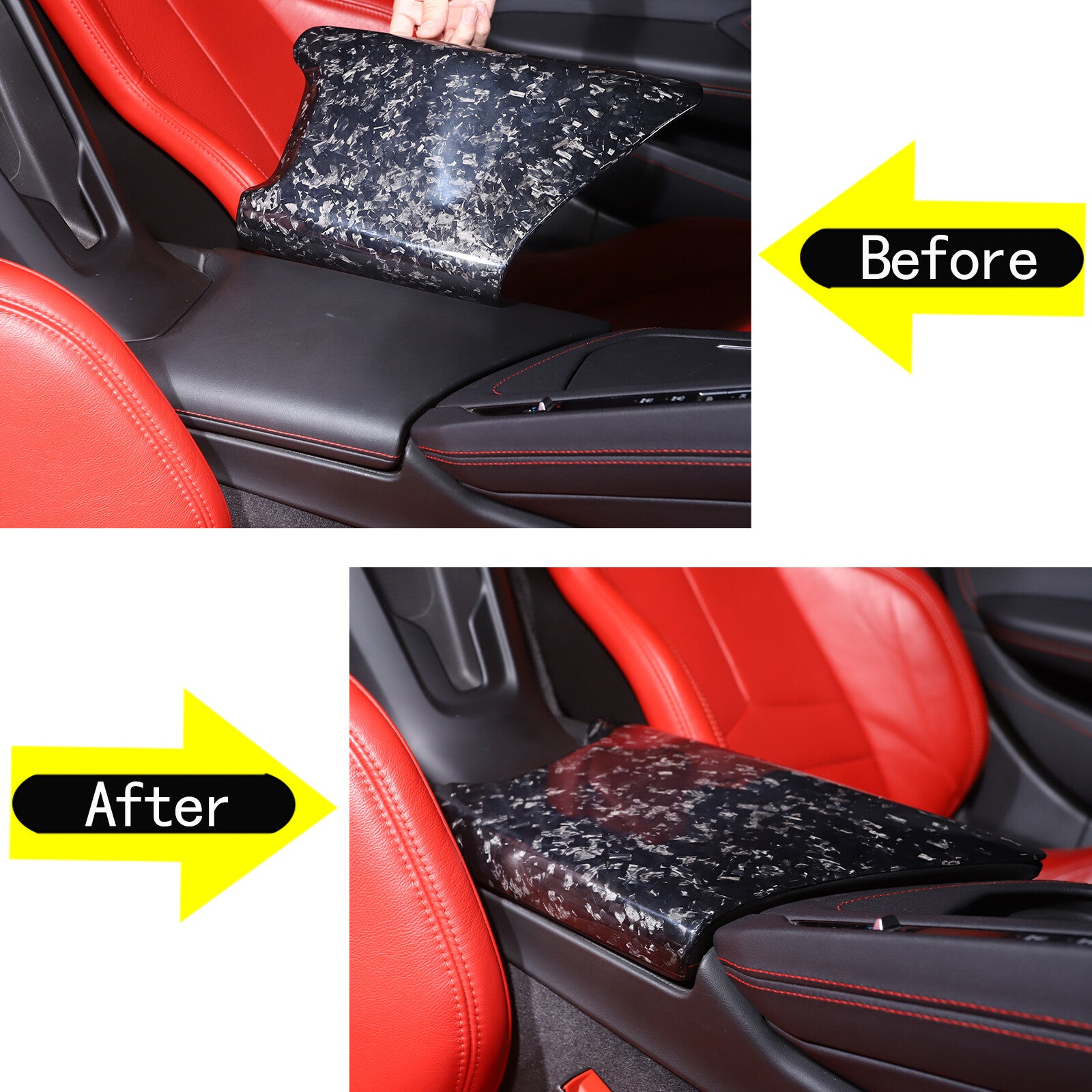 Forged carbon center console cover and armrest cover for Corvette C8 2020-2023 Z51 Z06- n