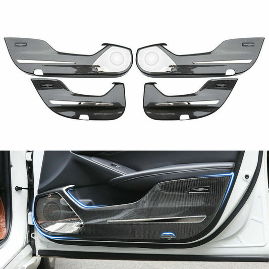 4X for Honda Accord 2018-2021 Carbon Fiber Inner Door Anti-Kick Panel Cover Trim
