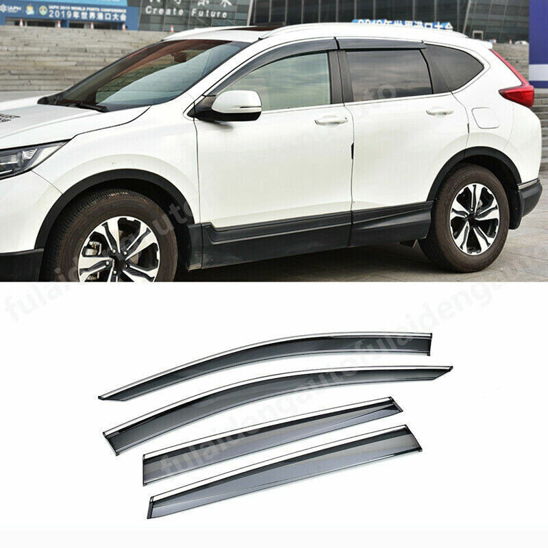 for Honda CRV CR-V 2017-2022 W/Chrome Window Visor Vent Shade Sun Rain Guard set