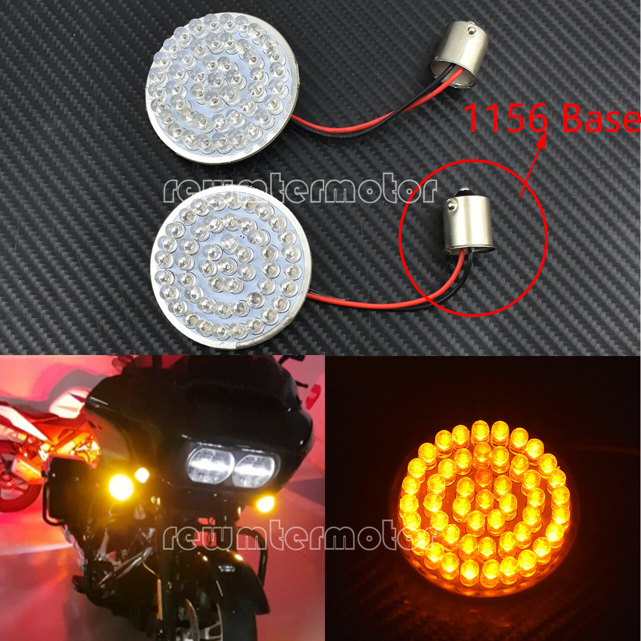 2'' Yellow 1156 Bullet Turn Signal LED Light Fit for Harley Sportster XL Softail Q