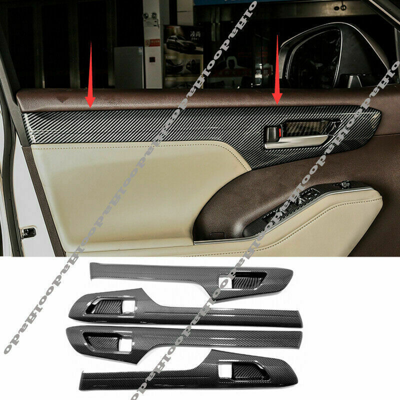 4X ABS Carbon Fiber Inner Door Bowl Molding Trim for Toyota Highlander 2020-2023