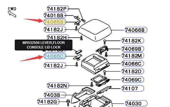 Floor Console Lid Lock Lever fit for Mitsubishi MONTERO 3.5 3.8 Long Wagon 2000-2018 Q