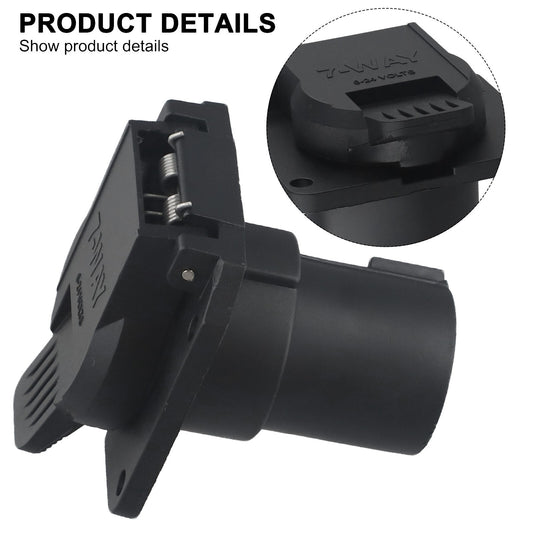 7-Pin RV Blade Trailer Wiring Harness Connector 7-Way Flat Socket For Black v