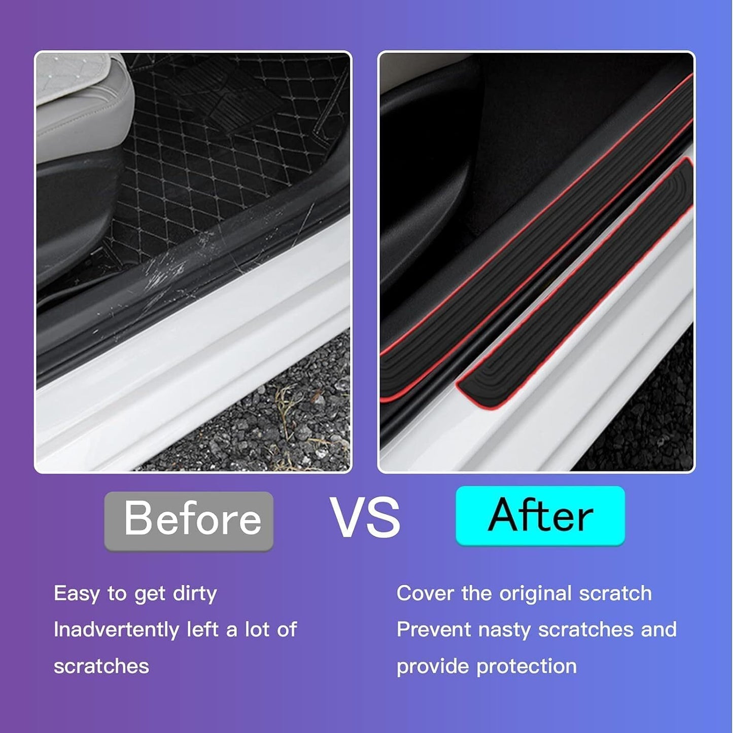 4x for Chevy Colorado Rubber Car SUV Door Scuffs Sill Cover Panel Step Protector