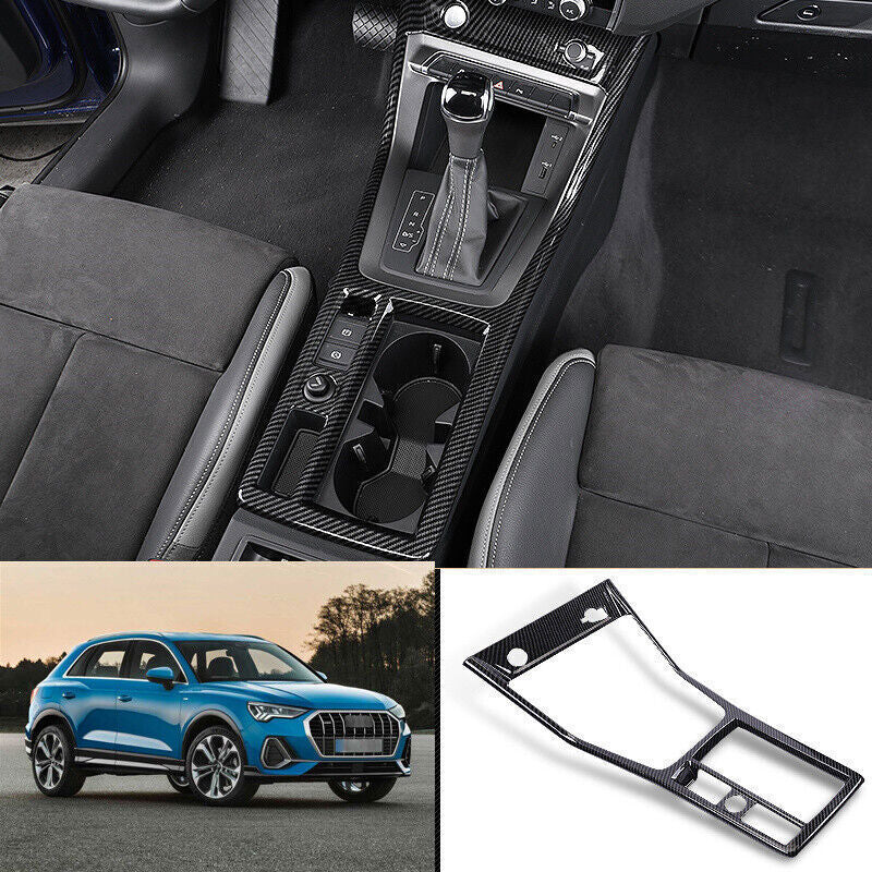 for Audi Q3 RS 2019-23 Carbon Fiber ABS Center Console Gear ShiftCup Cover Trim