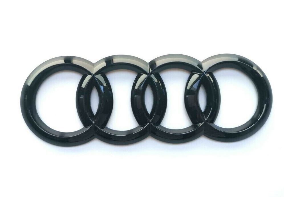 for Audi S4 Hooded Badge Decal Front Bonnet Grille Badge Logo Gloss Black- v