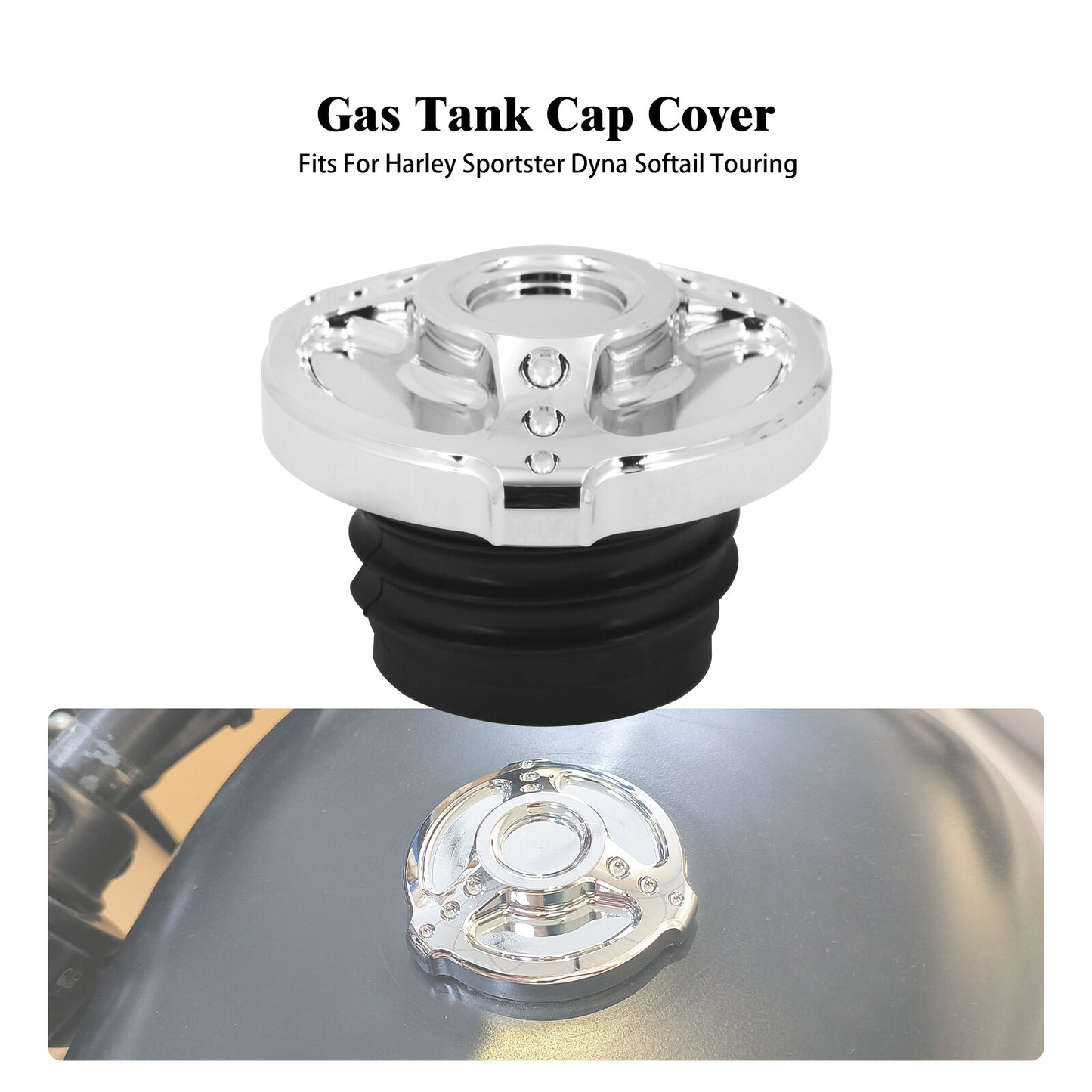 Chrome Fuel Gas Tank Cap for Harley Sportster XL883 1200 48 Dyna Touring Softail