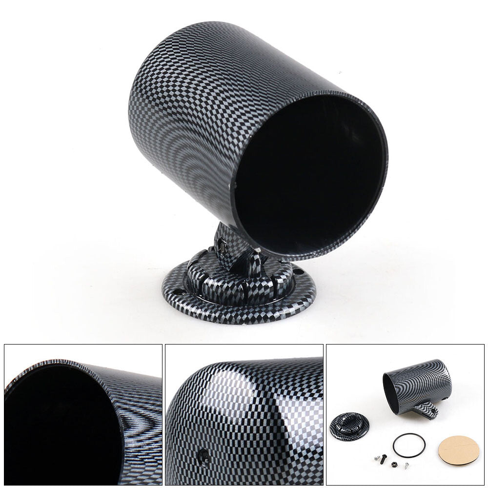 Car Carbon Fiber 2 52mm Universal Single Dash Gauge Pod Mount Holder Q