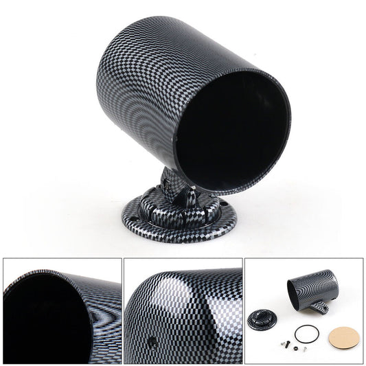 Car Carbon Fiber 2 52mm Universal Single Dash Gauge Pod Mount Holder Q