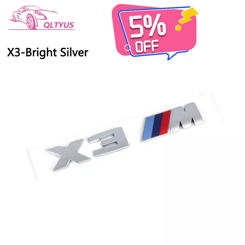 for BMW Silver Trunk Badge X3 M Small Engraved Decal Badge Set