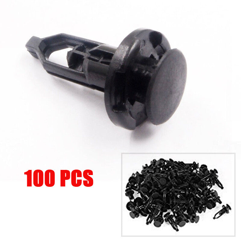 100-piece pack of 9mm hole black rivet mudguard clips suitable for General Motors - n