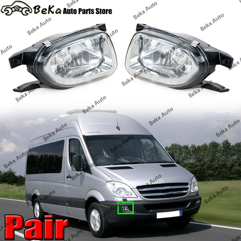 A pair of front bumper fog lights (without bulbs) for Mercedes-Benz Sprinter W906 2007-2013.