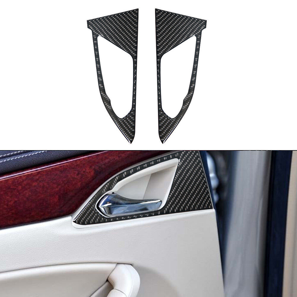 2Pcs Red Carbon Fiber Rear Window Control Cover Trim For Fiesta 2011-2015 v