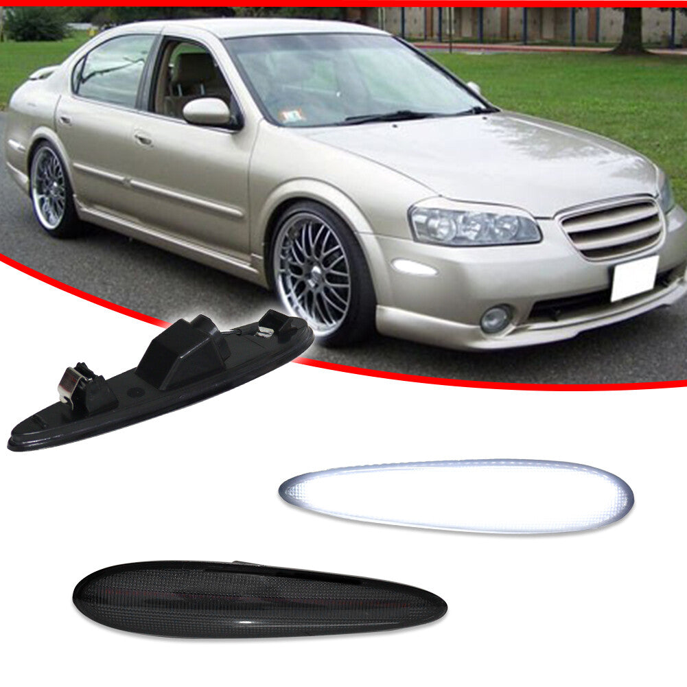 Smoked Lens White LED Front Side Marker Lights for 2000 - 2003 for MXIMA - v