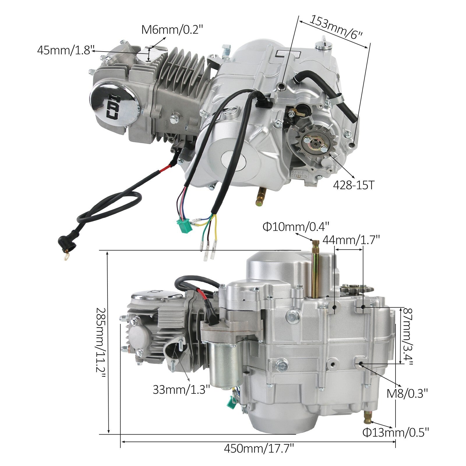 140cc engine motor kit with manual/electric start for off-road bikes CRF50, ATC70, Z50, CT70