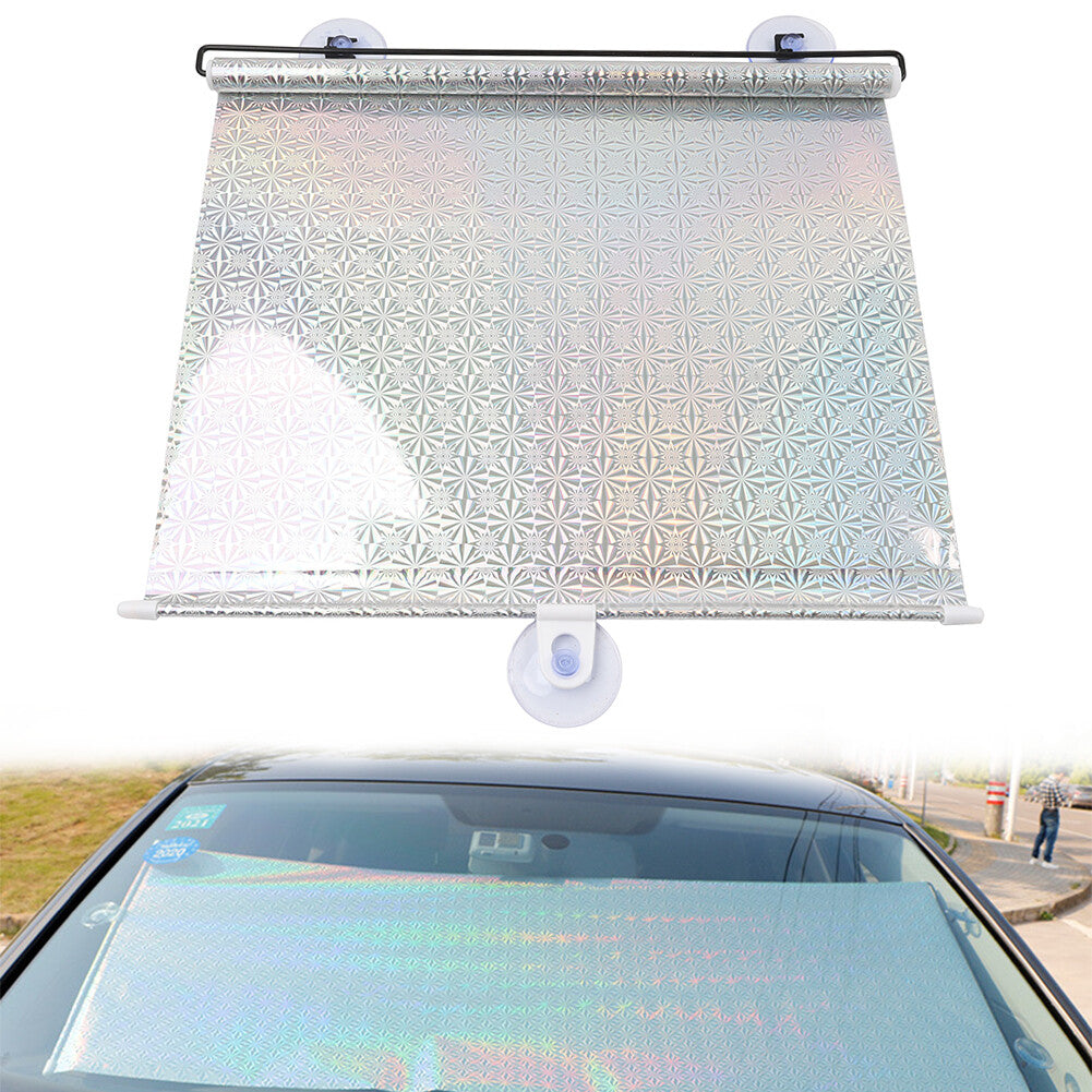 Retractable Auto Sun Shade Cover Car Side Window Roller Visor Shield Silvery