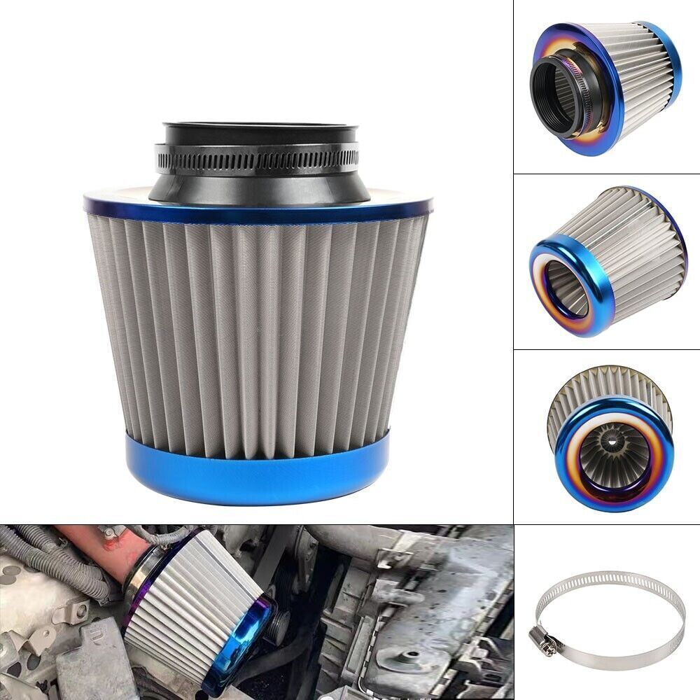 3 76mm Universal Car Air Intake Filter High Flow Cold Air Intake Performance Q