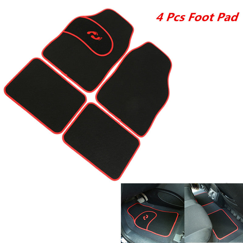 4x Black/Red Car Floor Mats Carpet Custom Heavy Duty Heel Prevent Wear Foot Pad
