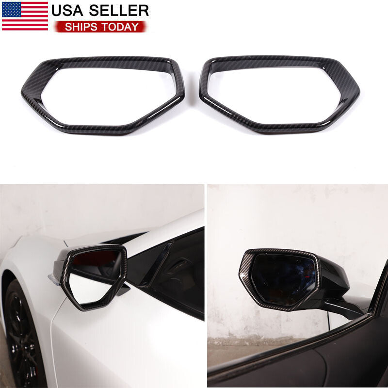 Carbon fiber style side mirror rain guards are suitable for the for Corvette C8 (2020-23). n