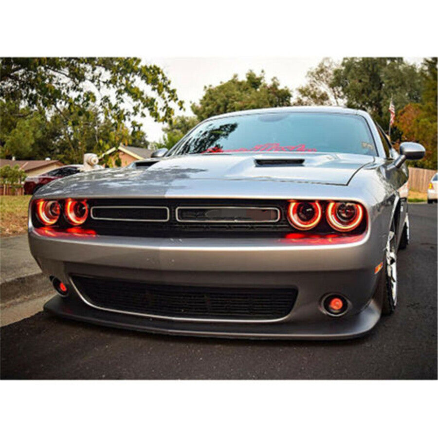 Car Eyes Headlight Halo Rings RGB APP Bluetooth Control COB LED Light Bar Q