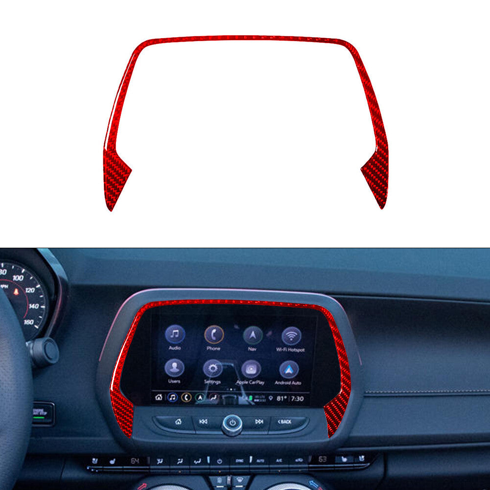 GPS Navigation Screen Panel Frame Cover Trim fit for Chevrolet Camaro 16-18 Red