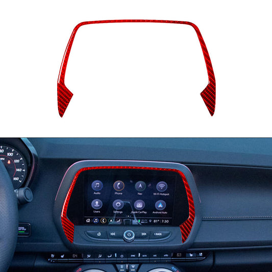 GPS Navigation Screen Panel Frame Cover Trim fit for Chevrolet Camaro 16-18 Red