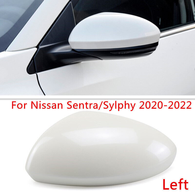 White Left Rearview Mirror Shell Cover Cap for Nissan Sentra/Sylphy 2020-2022